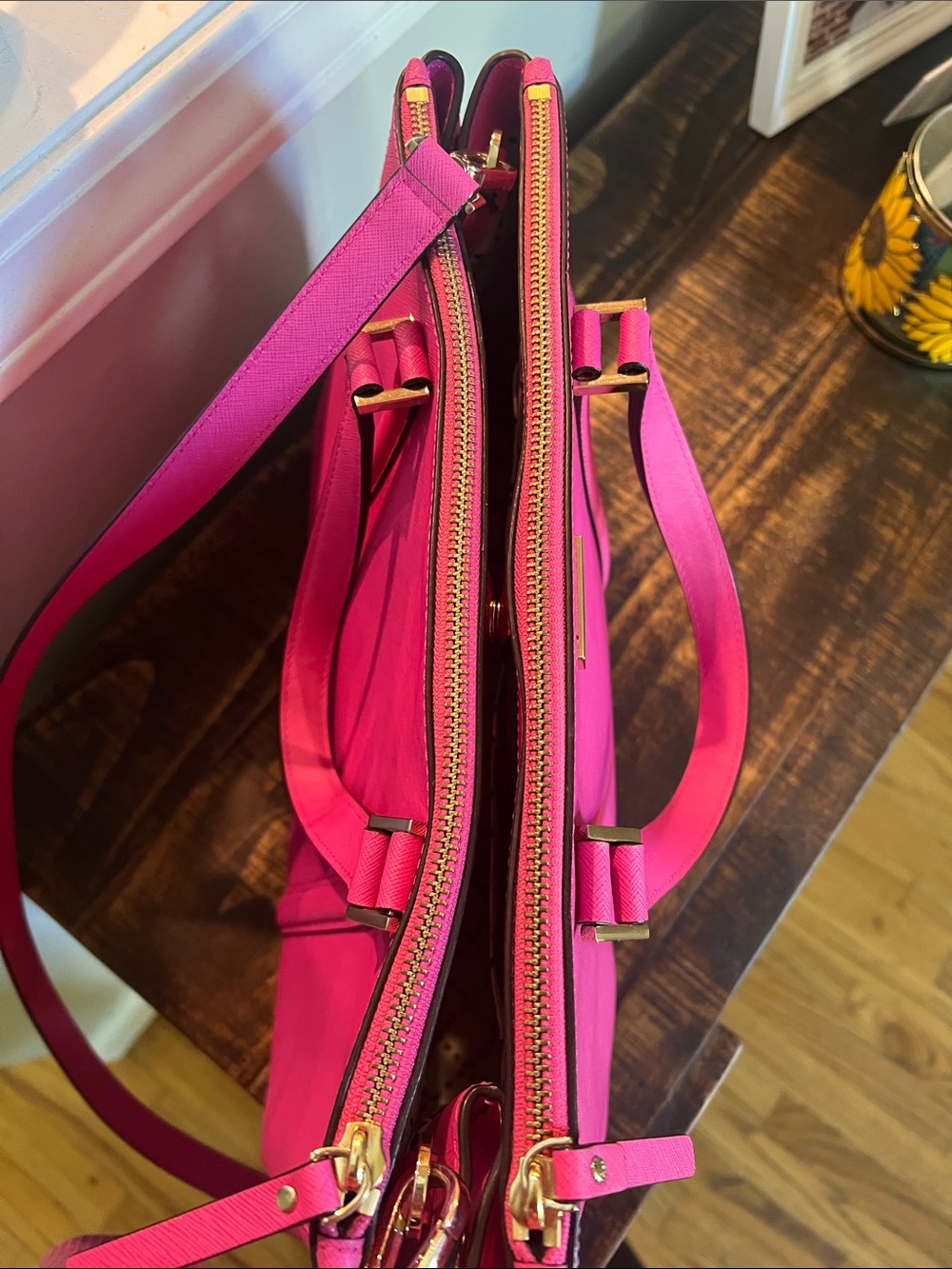 Kate Spade Vibrant Pink Structured Satchel with Removable Strap - Picture 16 of 16
